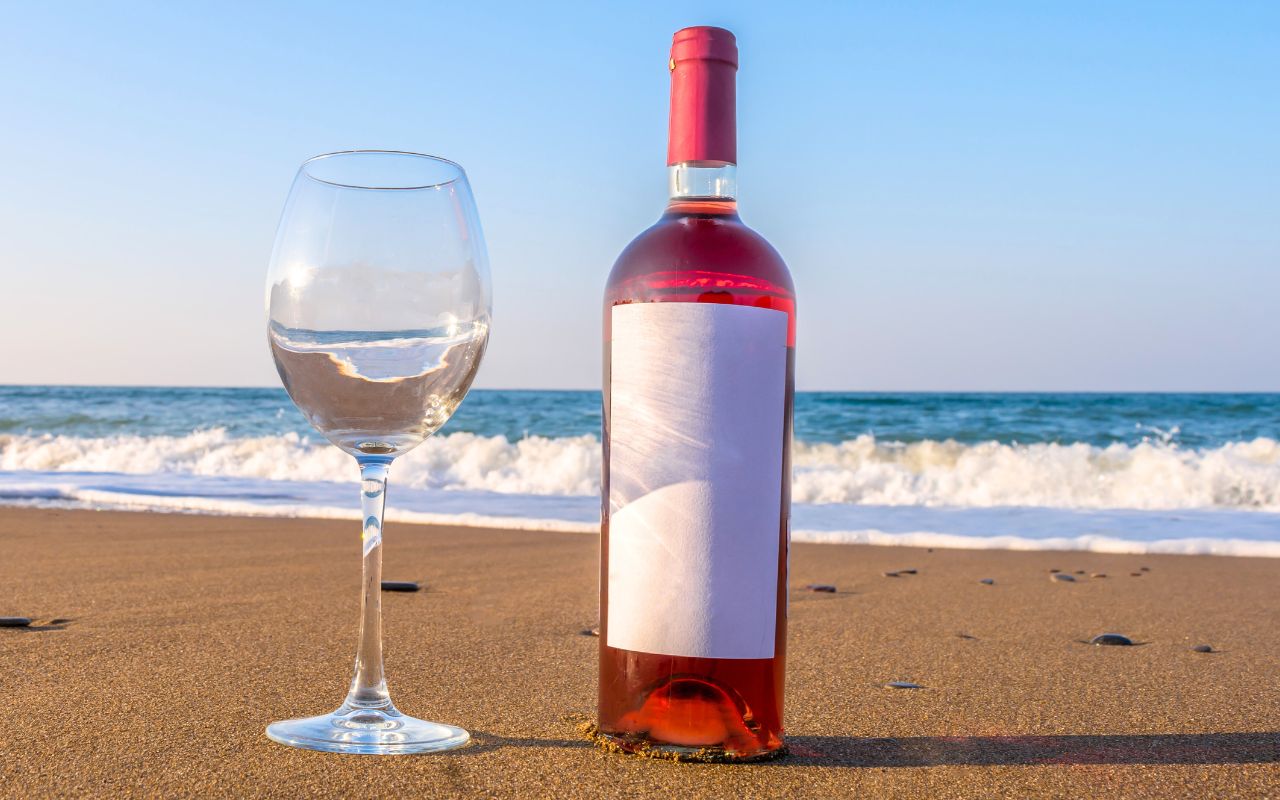 Il vino delle vacanze in spiaggia